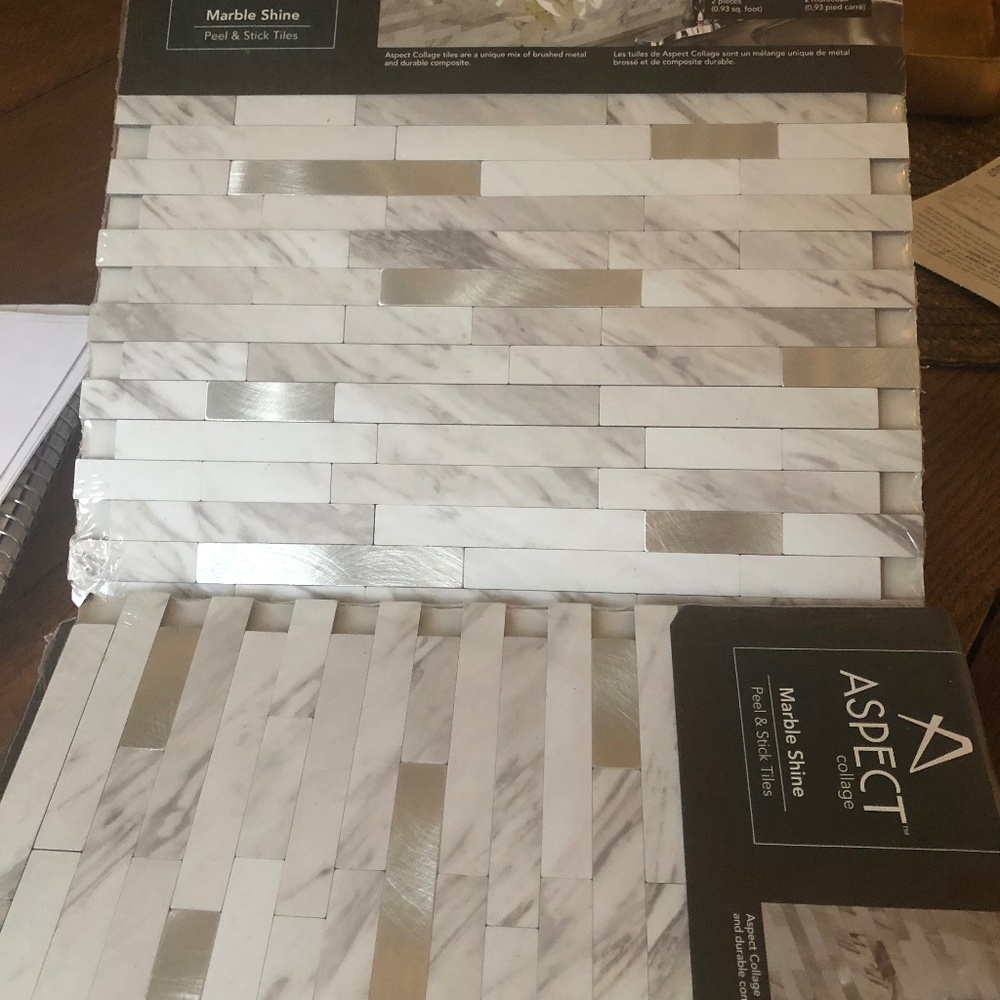 Peel and stick Aspect Marble Shine 'tiles' two sheets per pack (3 packs)
